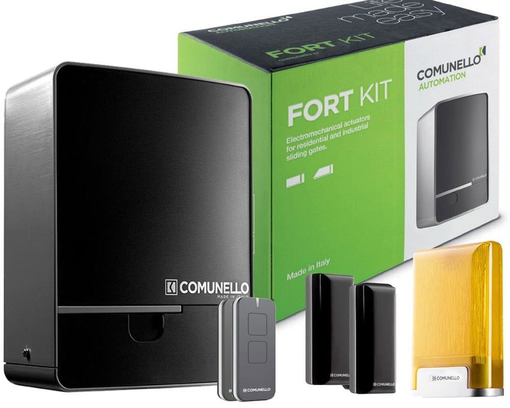 Kit automatizare poarta culisanta Comunello Fort 400 24V, 2 telecomenzi, placa de comanda HP