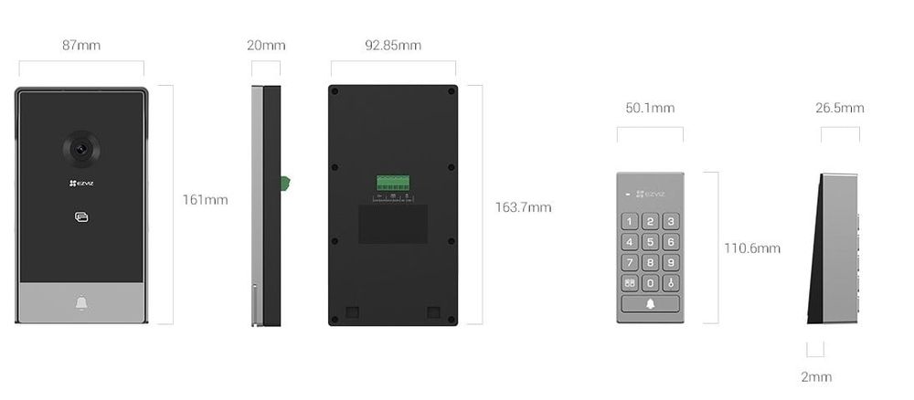 Kit videointerfon EZVIZ CS-TP7 3MP 2K Wi-Fi monitor 7 inch RFID control aplicatie Audio bidirectional - imagine 2